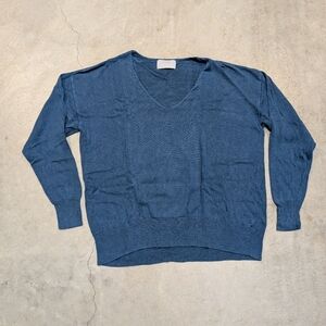Modern Citizen Teal V-neck Women's M Linen Viscose Long Sleeve Sweater